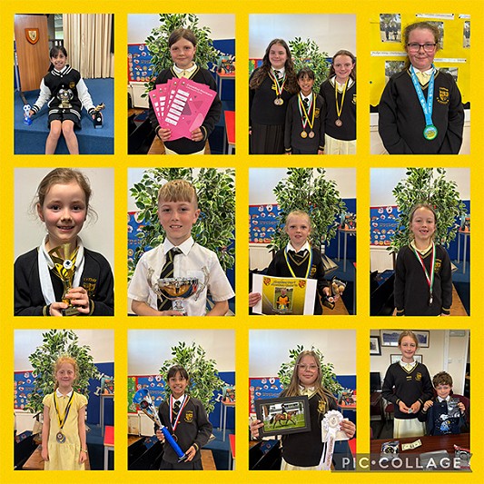 Collection of images of children with there awards they have won this year